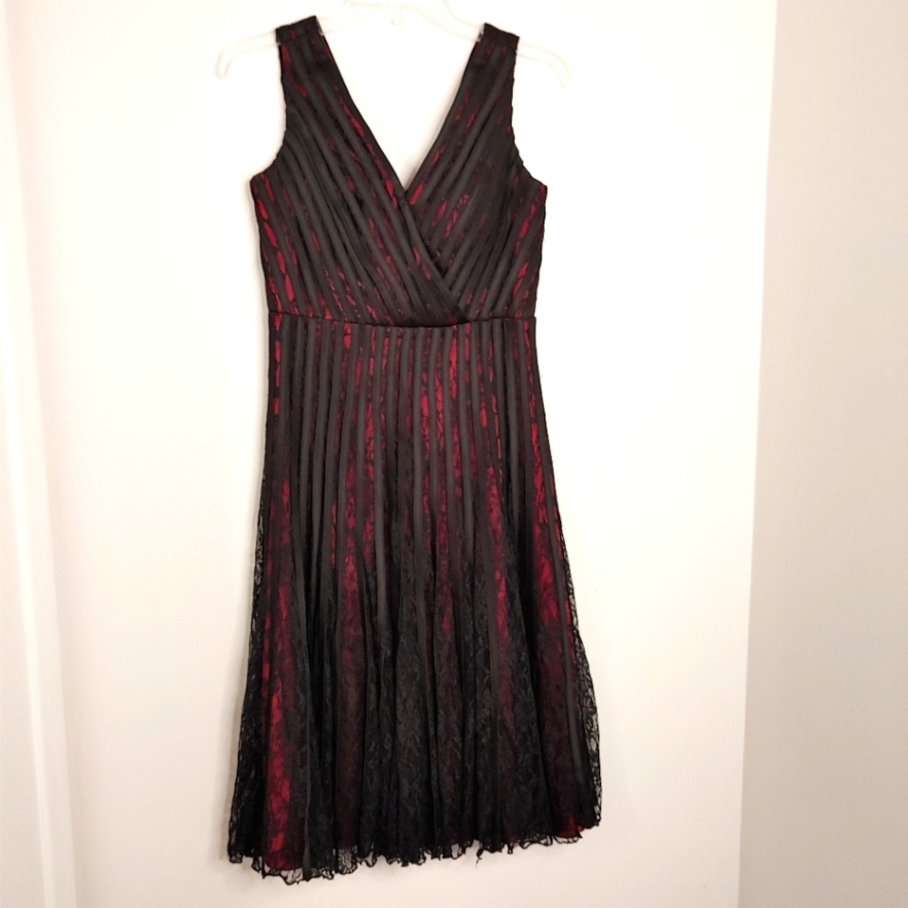 Maria Bonita black & red lacey midi dress. Size S